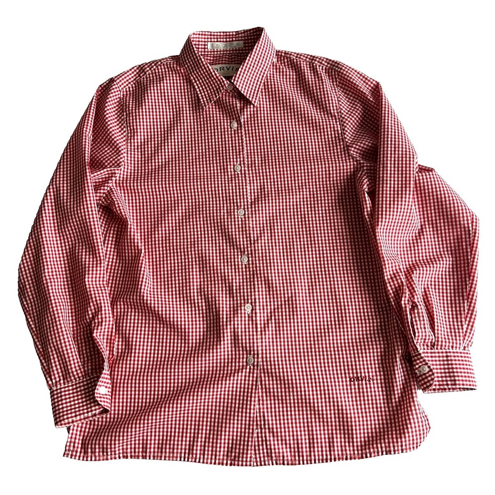 ORVIS Women's Shirt Cotton Red White Gingham Plaid Long Sleeves 8 Small